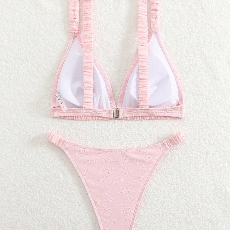 Damen Triangel-Bikini-Set mit verspieltem Rüschendesign EB