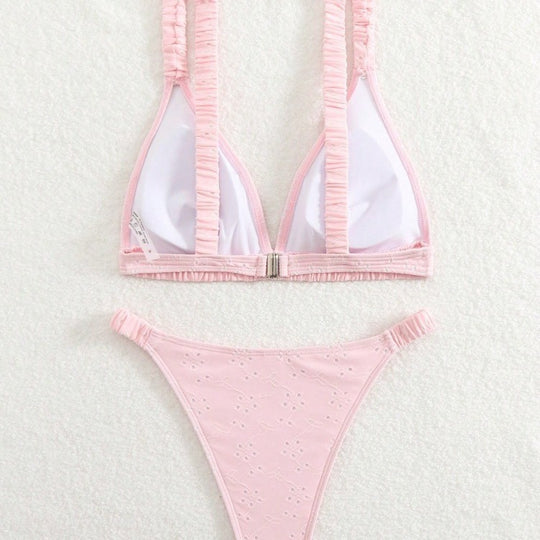 Damen Triangel-Bikini-Set mit verspieltem Rüschendesign EB