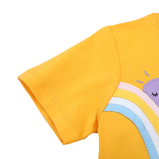 Mädchen T-Shirt mit buntem Einhorn- und Regenbogenmotiv EB
