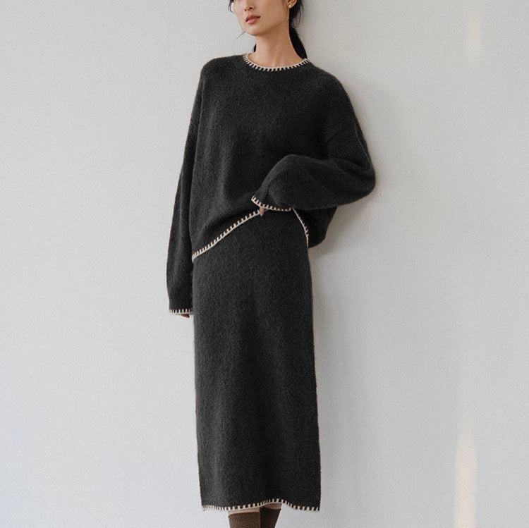 Damen weiches Strickoutfit mit feinen Details und lässigem Schnitt EB
