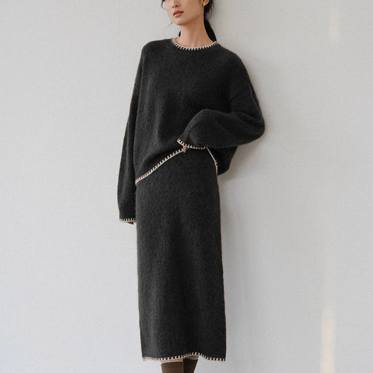 Damen weiches Strickoutfit mit feinen Details und lässigem Schnitt EB