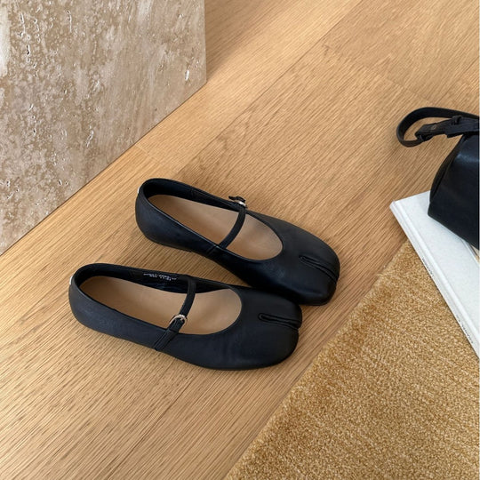 Damen elegante Ballerinas mit verstellbarem Riemchen und weichem Leder EB