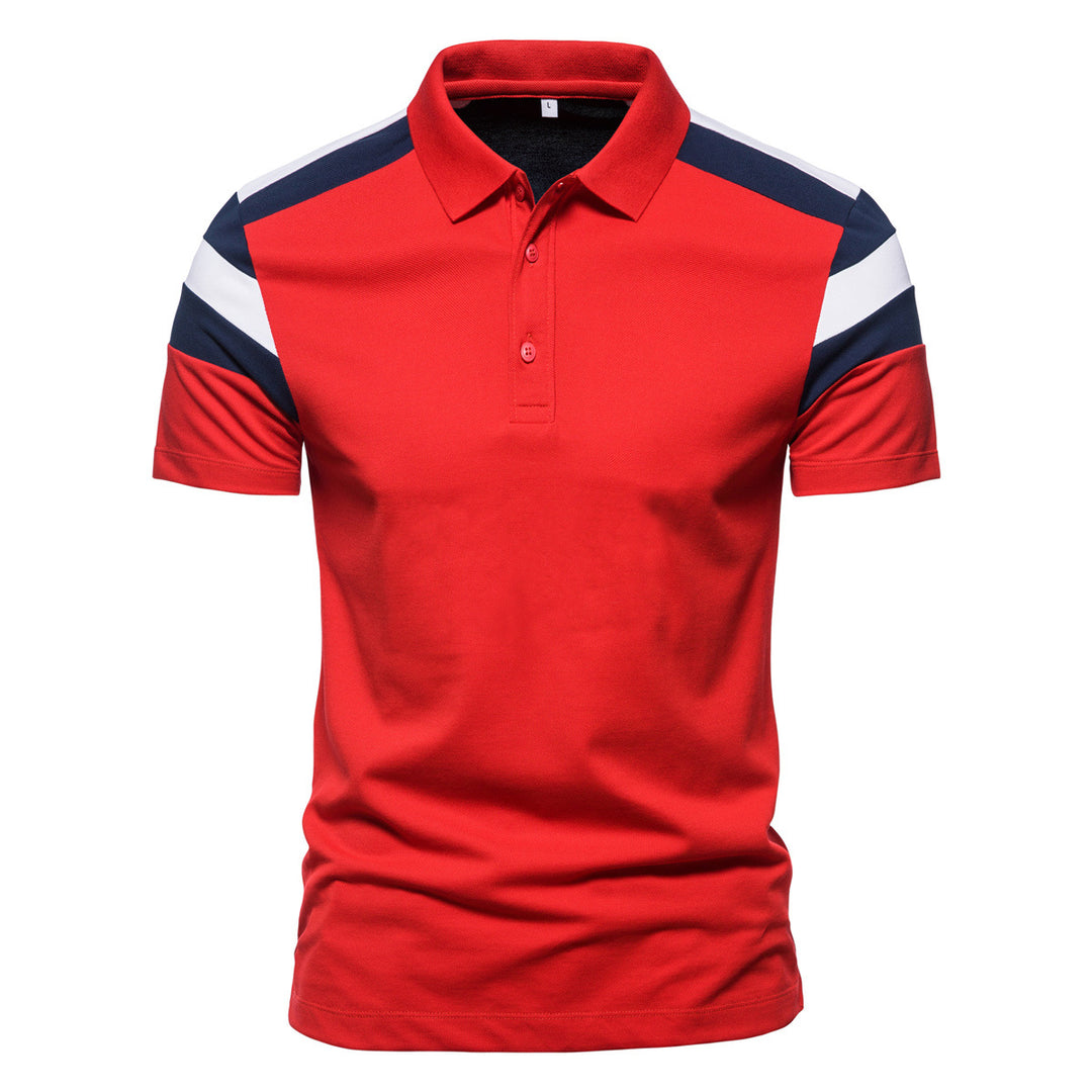 Herren Poloshirt mit modernem Farbblockdesign und atmungsaktiver Baumwollmischung EB