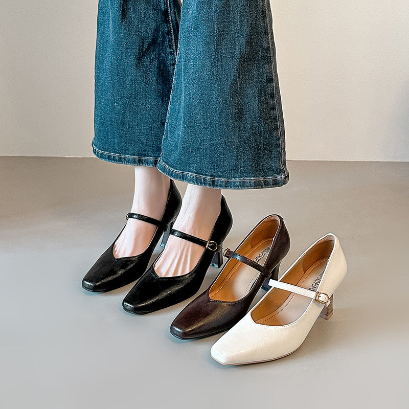Damen elegante Mary Jane Pumps mit schickem Riemchen EB