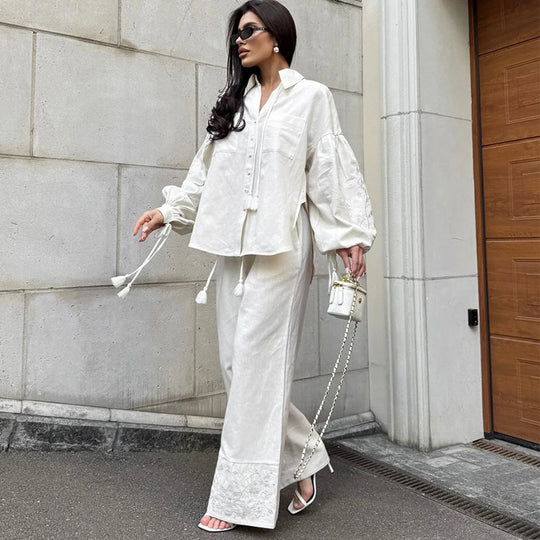 Damen lässige Loungewear-Kombination mit geblümtem Design EB