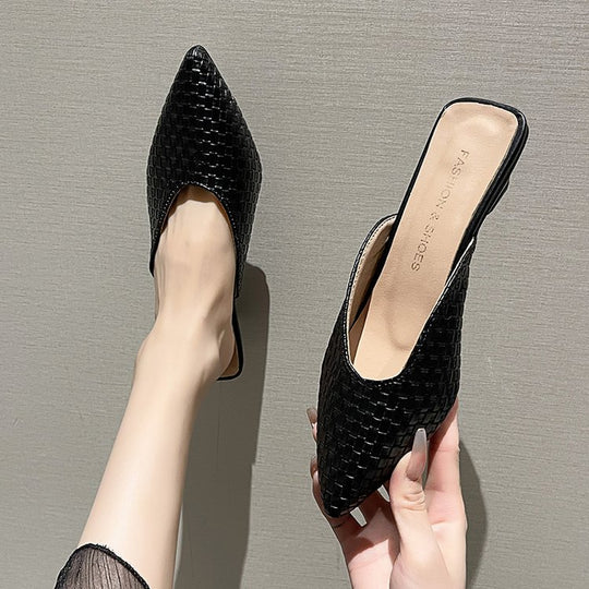 Damen elegante Mules mit modernem Wabenmuster und komfortablem Blockabsatz EB
