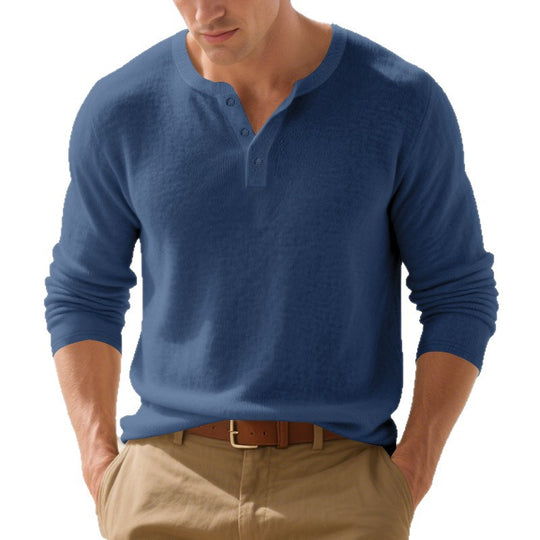 Herren Langarm-Henley-Shirt aus weichem Baumwollmix EB