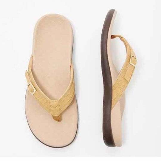 Damen Elegante und komfortable Zehentrenner-Sandalen mit verstellbarem Riemen EB