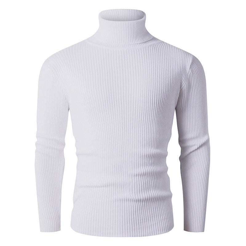 Herren nan taillierter Rippen-Strick Rollkragenpullover Slim Fit EB
