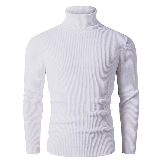 Herren nan taillierter Rippen-Strick Rollkragenpullover Slim Fit EB
