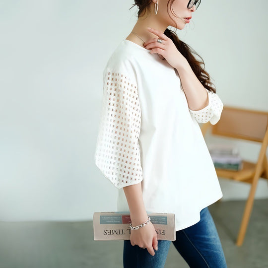 Damen stilvolles Oberteil mit strukturiertem Sleeve EB