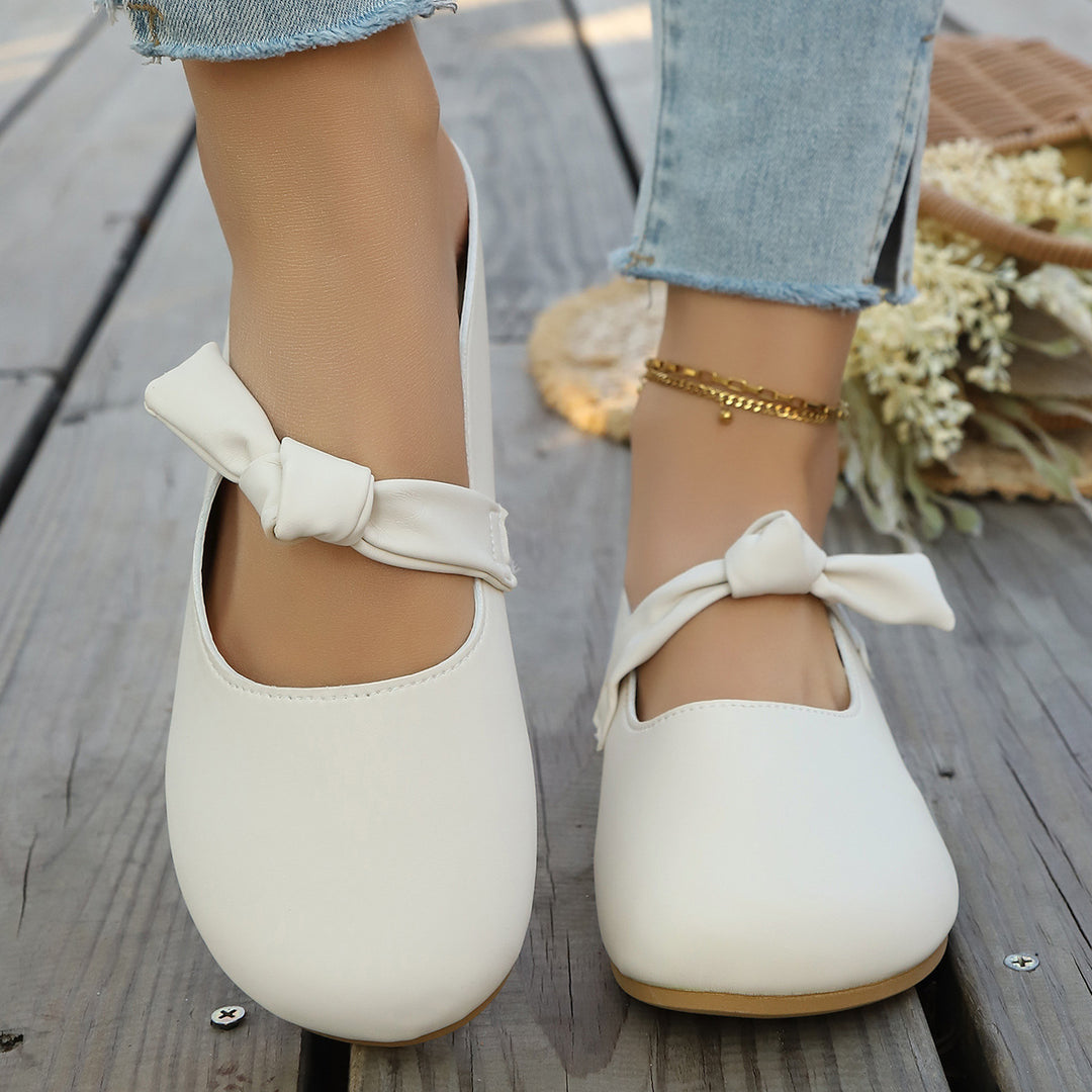 Damen Elegante und bequeme Ballerinas mit dekorativem Knoten und Perlendetail EB