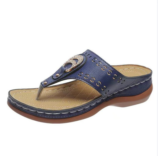 Damen Wedge-Sandaletten mit stilvollem Dekor und gepolstertem Fußbett EB
