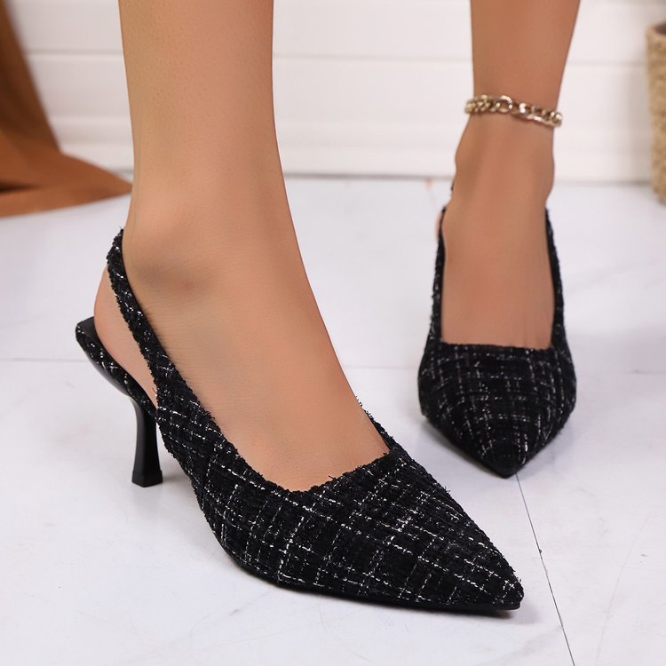 Damen Slingback-Pumps mit elegantem Karomuster und bequemen Absatz EB