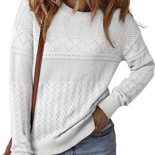 Damen Strickpullover mit strukturiertem Muster und Rundhalsausschnitt EB