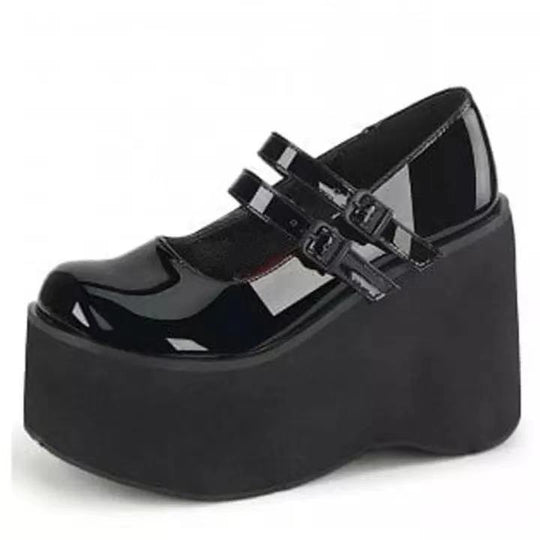 Damen Plateau-Schuhe mit doppeltem Riemen und hohem Absatz EB