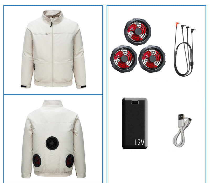 Unisex nan Niederspannungs Lüfter-Set für Kühljacken mit drei kompakten Ventilatoren und Y-Anschluss R&B
