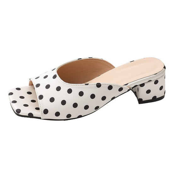Damen elegante Mules mit offenem Zehenbereich und niedrigem Blockabsatz EB