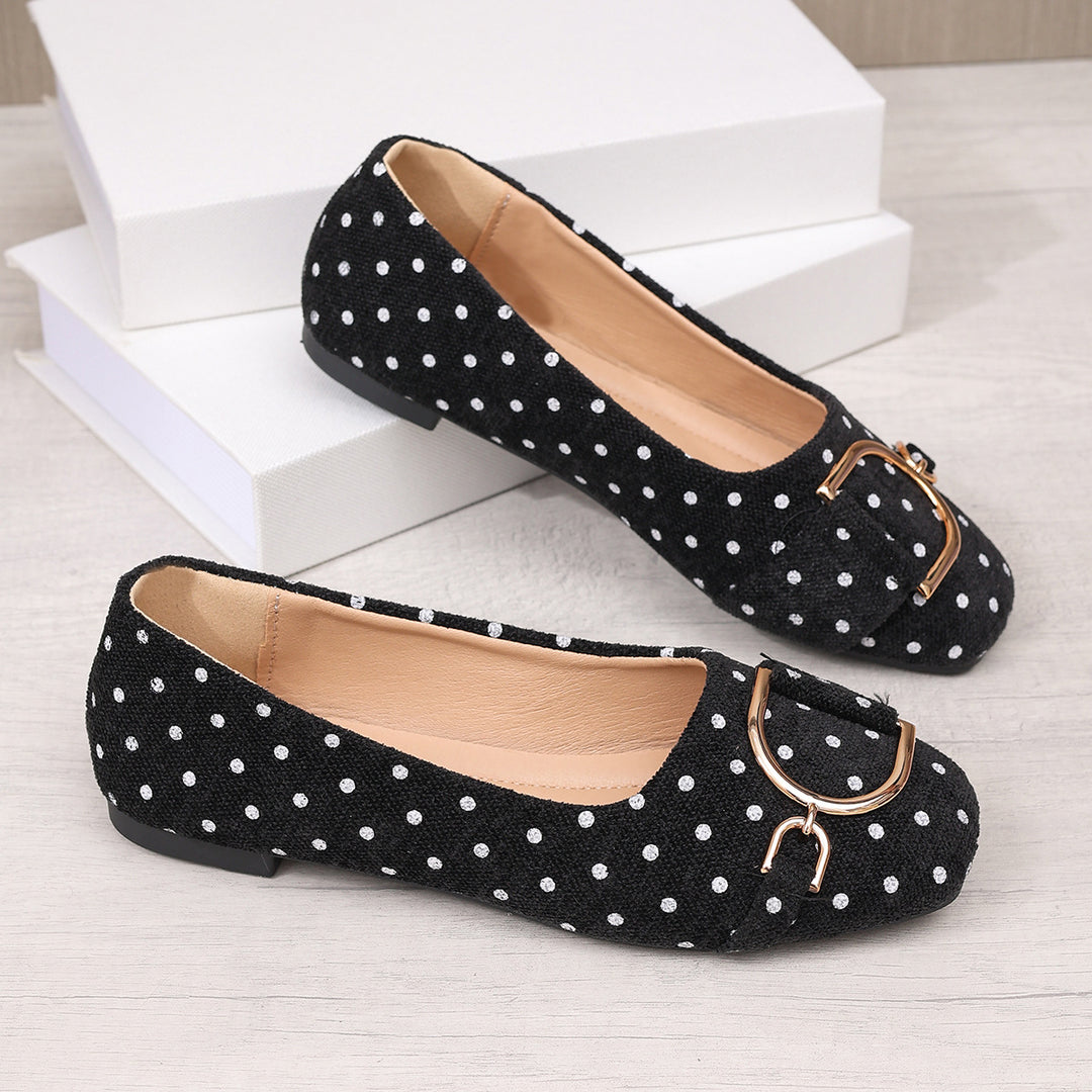 Damen Ballerinas mit Glitzerakzenten und modischem Punktedesign EB