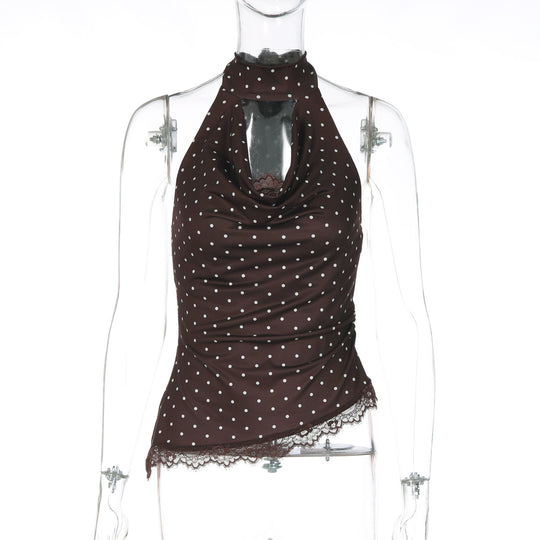 Damen Figurnahes Haltertop mit verspieltem Punktedesign EB