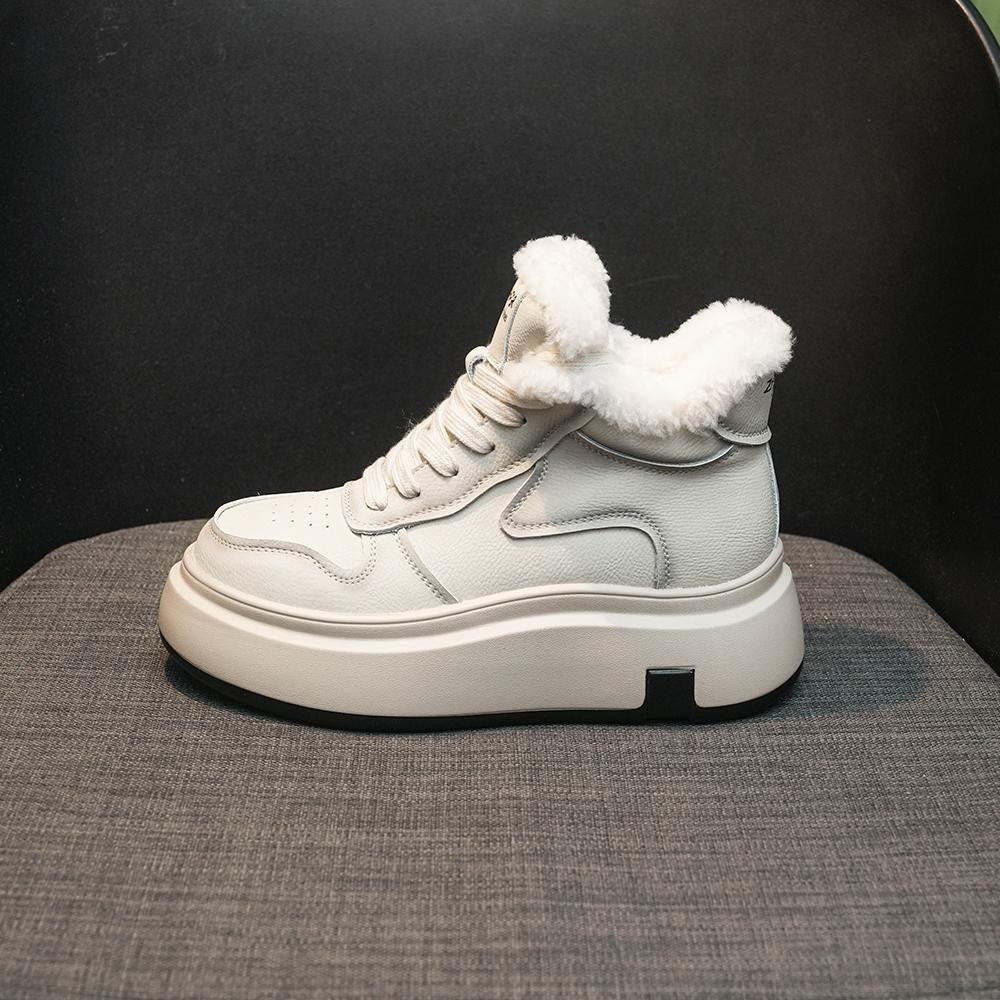 Damen High-Top Sneakers mit flauschigem Innenfutter und bequemer Plateausohle EB