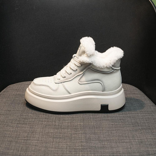 Damen High-Top Sneakers mit flauschigem Innenfutter und bequemer Plateausohle EB