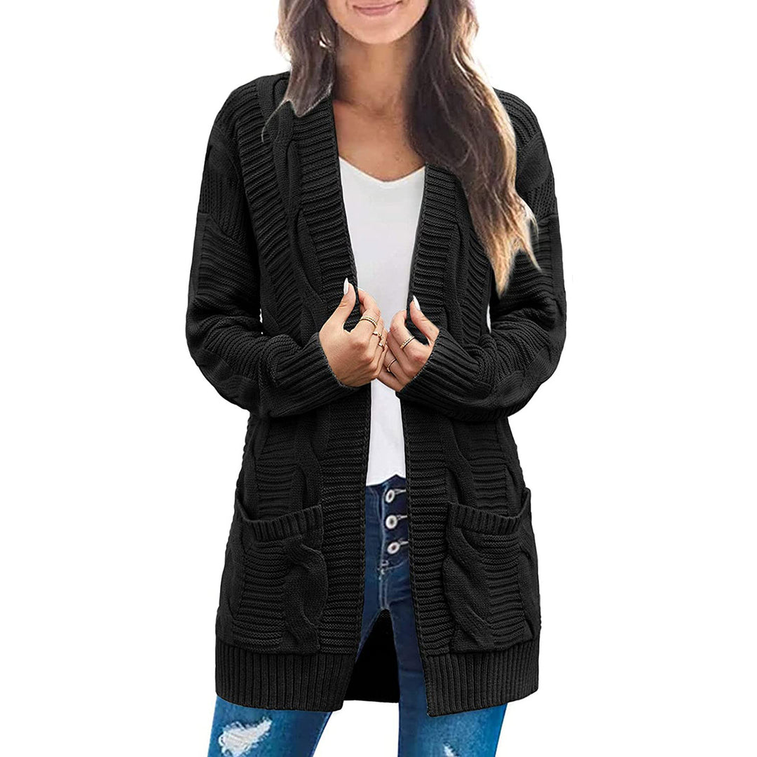 Damen Strickjacke Mit Tiefen Taschen und Strukturiertem Design EB