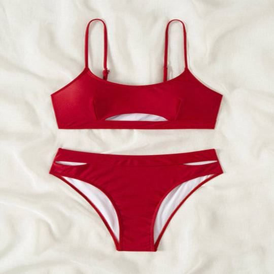 Damen Hochgeschnittener Bikini mit stylishen Cut-Outs EB