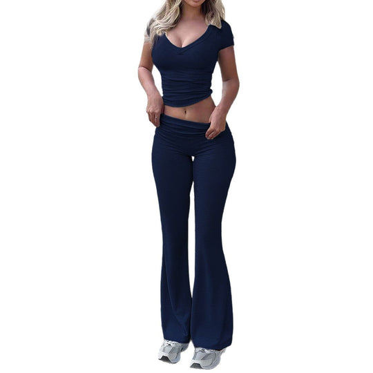 Damen Bequemes Sportanzug-Set mit figurfreundlichem Schnitt und hohem Bund EB