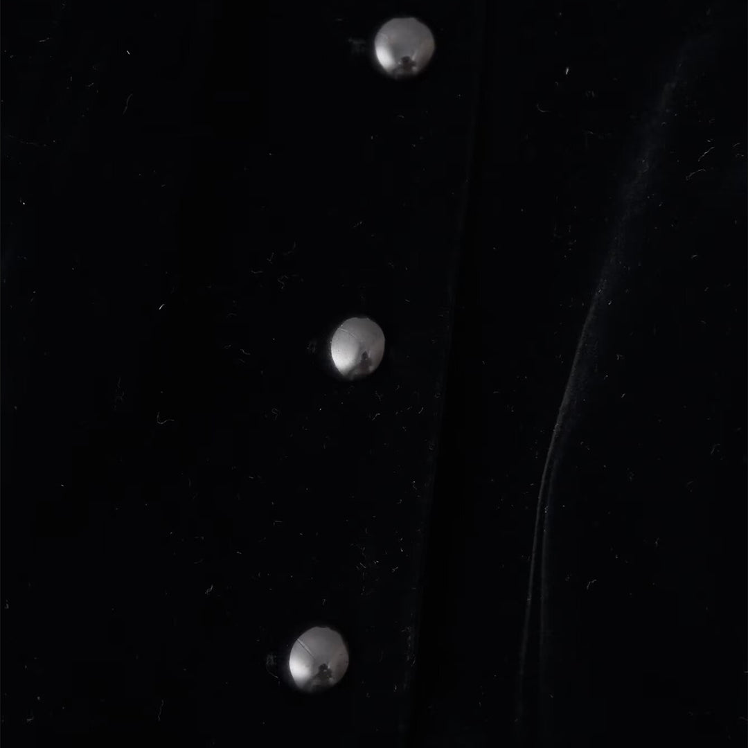 Damen nan taillierte Samtjacke mit Stehkragen Cut-Out und asymmetrischem Schößchen EB