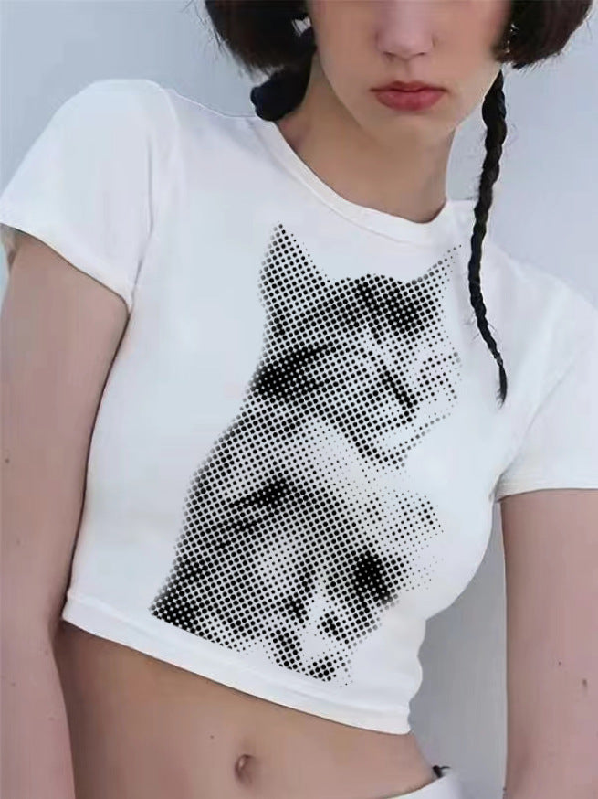Damen Crop-T-Shirt mit kreativen Schleifen-Details EB