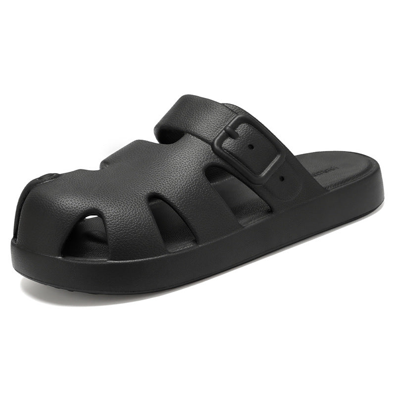 Damen nan geschlossene Sandalen-Pantolette mit ergonomischem Fußbett, verstellbarer Schnalle und rutschfester EVA-Laufsohle EB