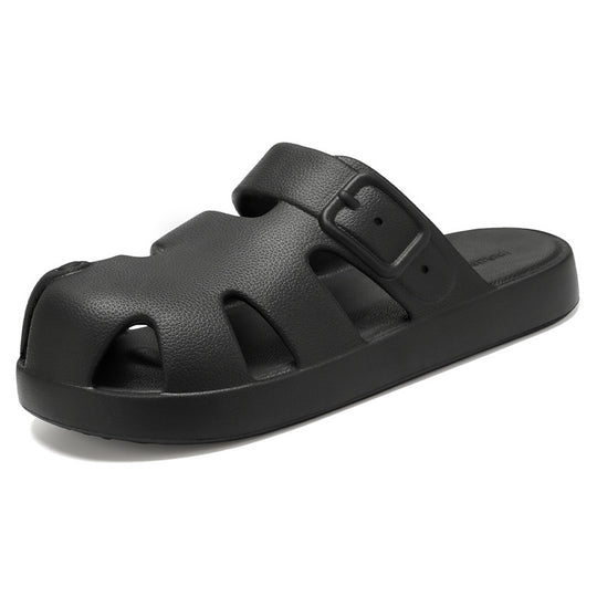 Damen nan geschlossene Sandalen-Pantolette mit ergonomischem Fußbett, verstellbarer Schnalle und rutschfester EVA-Laufsohle EB
