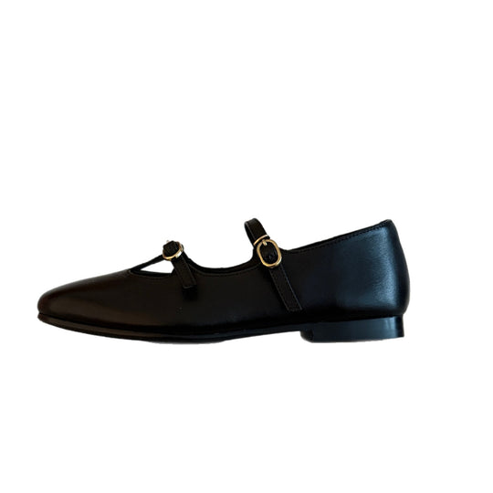 Damen Elegante und bequeme Mary Jane Ballerinas mit modischem Riemen und hochwertiger Leder-Oberfläche EB