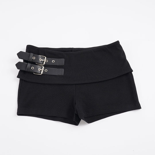 Damen Shorts mit breitem Bund und dekorativen Schnallen EB