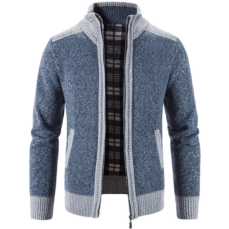 Herren Strickjacke mit modernem Stehkragen und strukturiertem Design EB