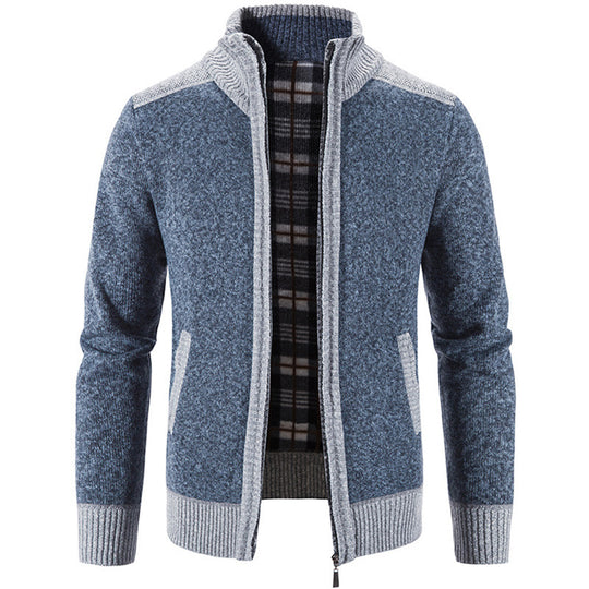 Herren Strickjacke mit modernem Stehkragen und strukturiertem Design EB