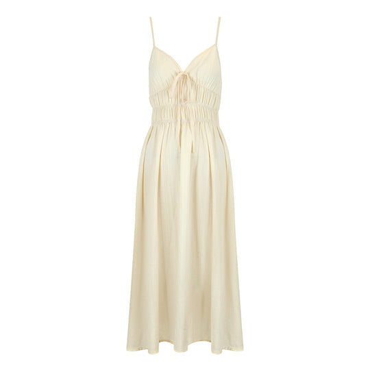 Damen Maxikleid mit verstellbaren Spaghettiträgern und elastischem Taillenbund EB