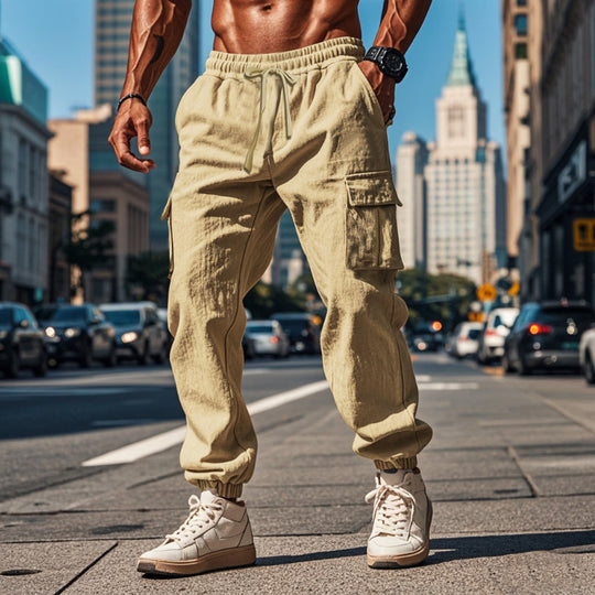 Herren Cargo-Jogginghose mit verstellbarem Kordelzug und mehreren Seitentaschen EB