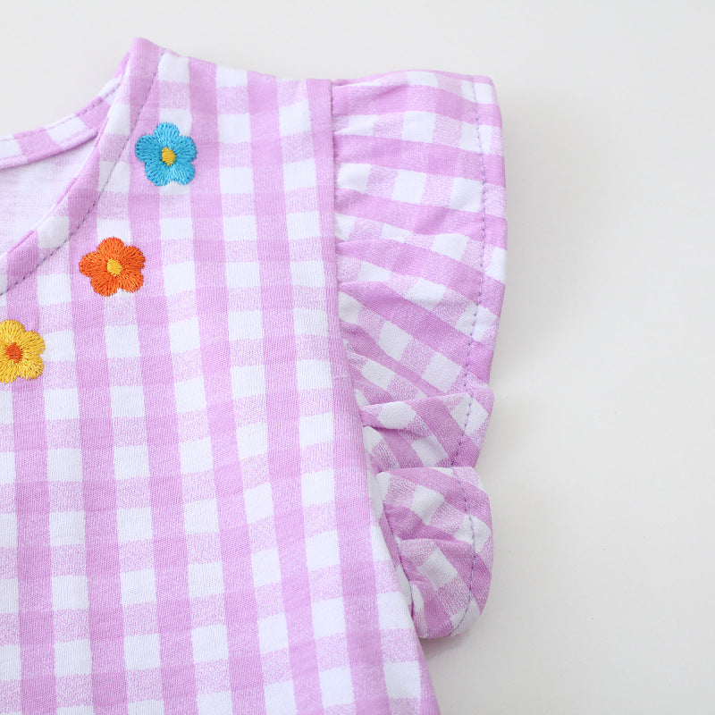 Mädchen Sommerkleid mit liebevollen Blumenstickereien EB