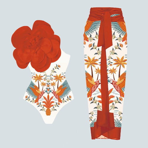 Damen Eleganter Einteiler mit kunstvoller Blumendekoration EB