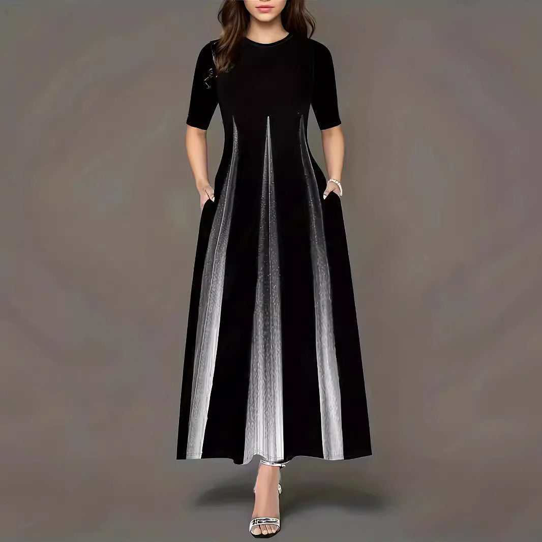 Damen Maxikleid mit eleganten Falten und praktischen Taschen EB