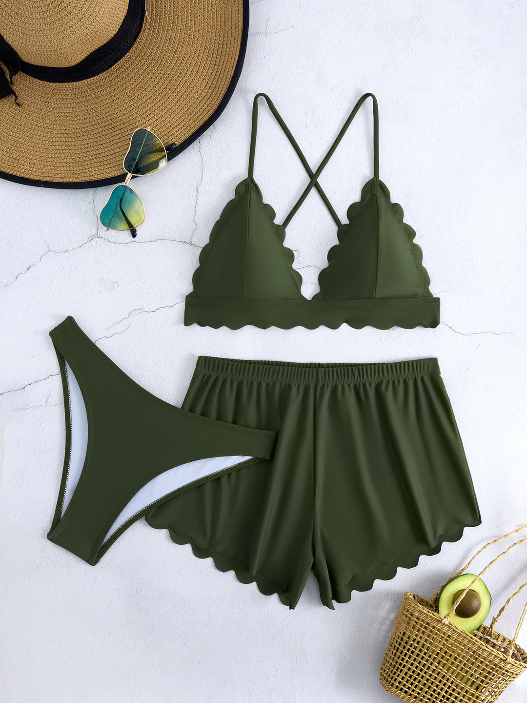 Damen Triangel-Bikini mit Shorts EB