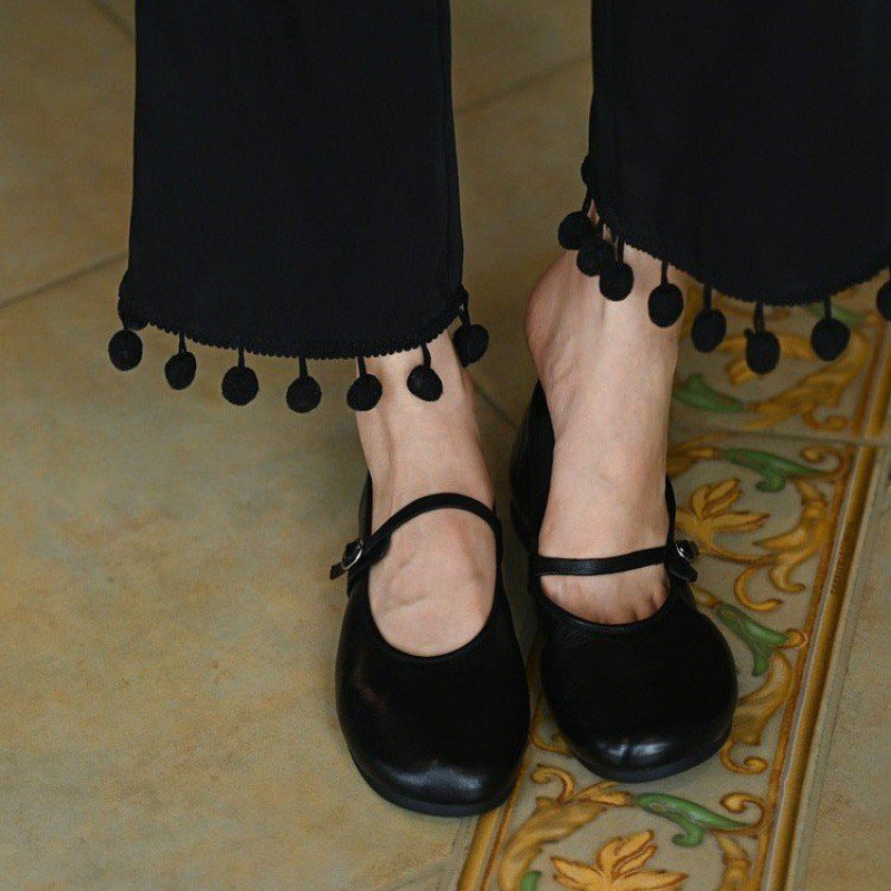 Damen Ballerina mit praktischem Riemen und gepolsterter Innensohle EB
