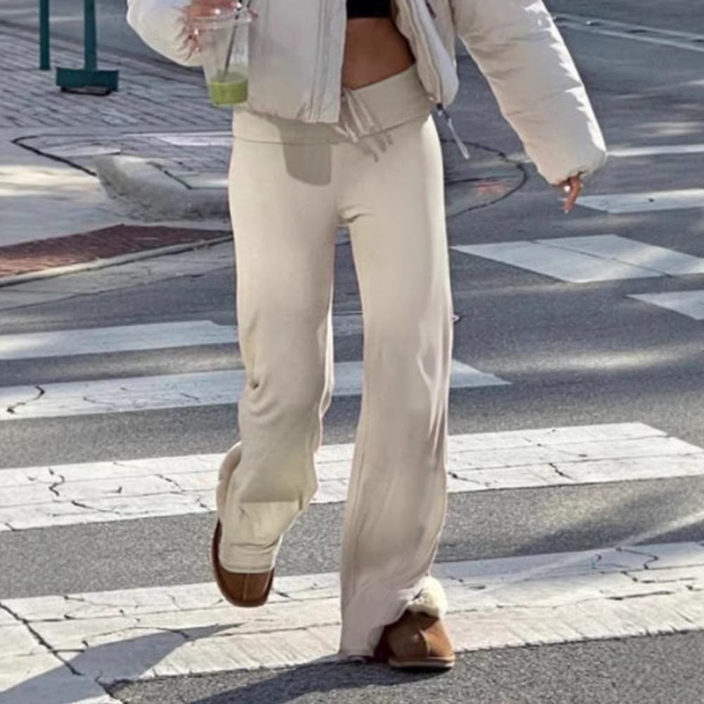 Damen weite Freizeit-Hose mit verstellbarem Bund und komfortablem Schnitt EB