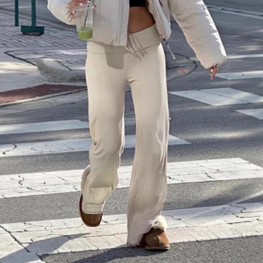 Damen weite Freizeit-Hose mit verstellbarem Bund und komfortablem Schnitt EB