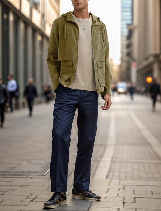 Herren leichte Jacke im lässigen Stil mit großzügigen Taschen EB