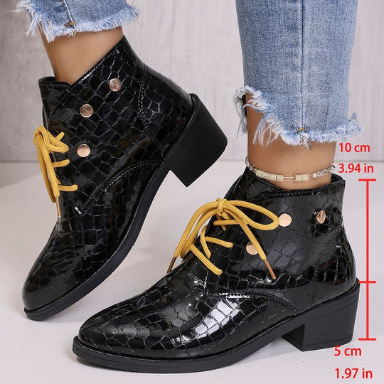 Damen modische Stiefeletten mit auffälligen Schnürdetails und stabiler Profilsohle EB