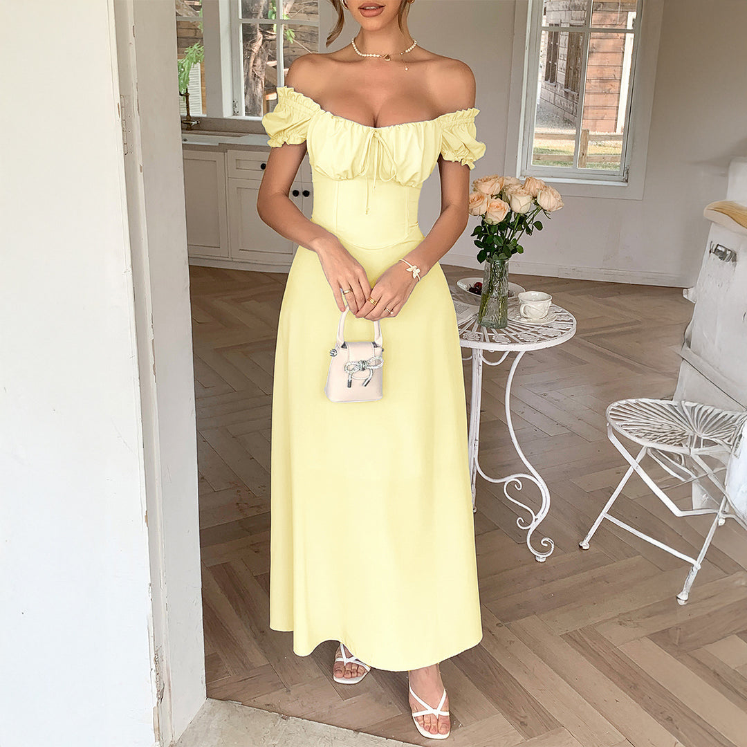 Damen Maxi-Kleid mit charmanten Rüschendetails und schmeichelndem Schnitt EB