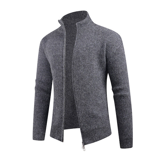 Herren Strickpullover mit modernem Reißverschluss und strukturierter Textur EB